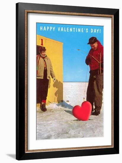 Happy Valentine's Day, Ice Fishing-null-Framed Art Print