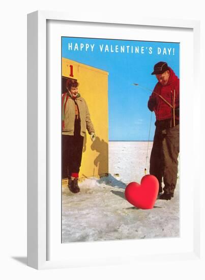Happy Valentine's Day, Ice Fishing-null-Framed Art Print