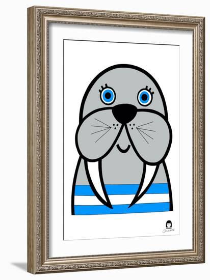 Happy Walrus, 2021-Jane Foster-Framed Art Print