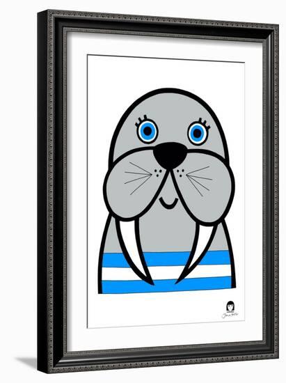 Happy Walrus, 2021-Jane Foster-Framed Art Print