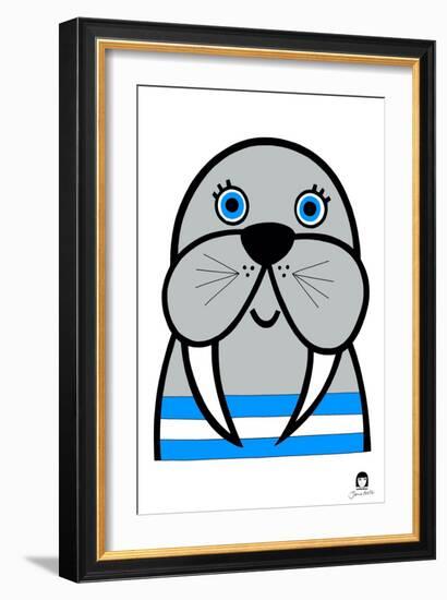 Happy Walrus, 2021-Jane Foster-Framed Art Print