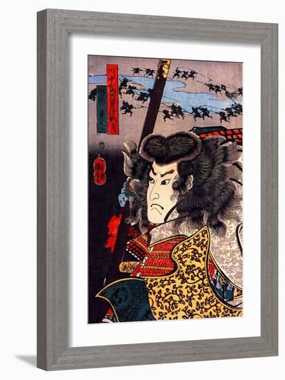 Hara Hayato No Sho Holding a Spear-Kuniyoshi Utagawa-Framed Giclee Print