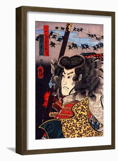 Hara Hayato No Sho Holding a Spear-Kuniyoshi Utagawa-Framed Giclee Print