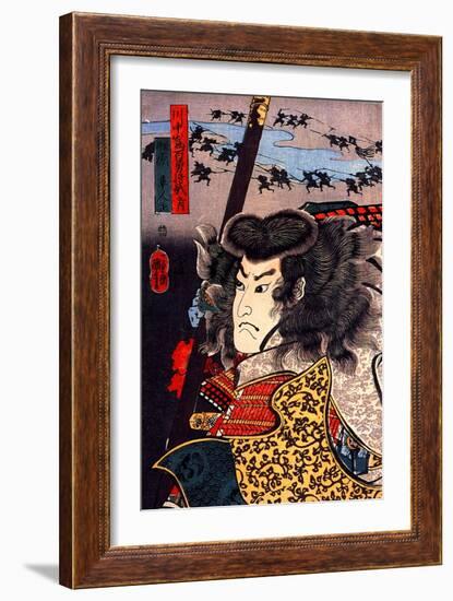 Hara Hayato No Sho Holding a Spear-Kuniyoshi Utagawa-Framed Giclee Print