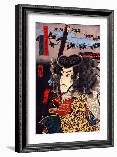 Hara Hayato No Sho Holding a Spear-Kuniyoshi Utagawa-Framed Giclee Print