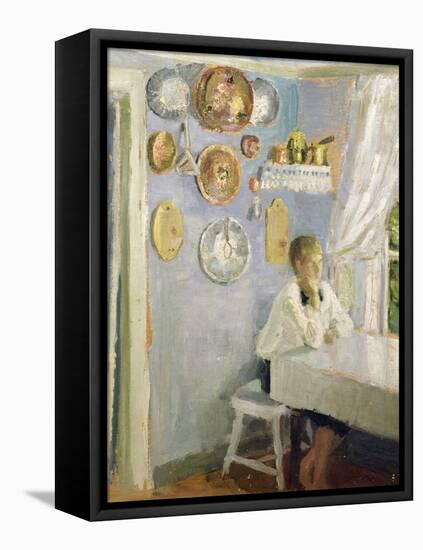 Harald at the breakfast table, circa 1900 oil on panel-Fritz Thaulow-Framed Premier Image Canvas