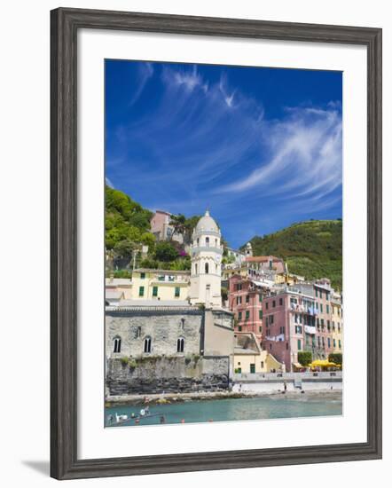 Harbor and Church of Vernazza, Cinque Terre, Italy-Terry Eggers-Framed Photographic Print