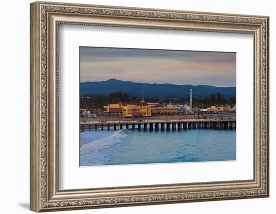 Harbor and Municipal Wharf at Dusk, Santa Cruz, California, USA-null-Framed Photographic Print