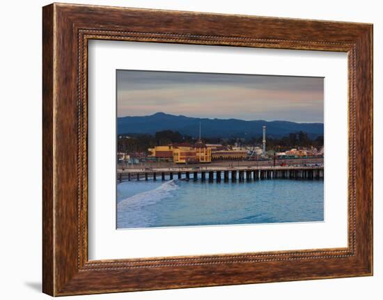Harbor and Municipal Wharf at Dusk, Santa Cruz, California, USA-null-Framed Photographic Print