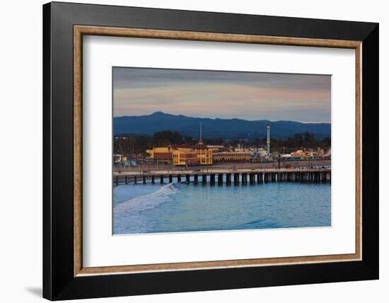 Harbor and Municipal Wharf at Dusk, Santa Cruz, California, USA-null-Framed Photographic Print