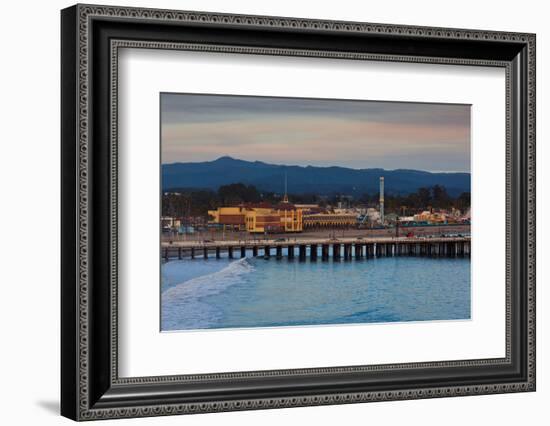 Harbor and Municipal Wharf at Dusk, Santa Cruz, California, USA-null-Framed Photographic Print