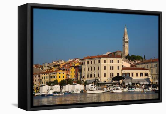 Harbor and skyline with Tower of Church of St. Euphemia, Old Town, Rovinj, Croatia, Europe-Richard Maschmeyer-Framed Premier Image Canvas