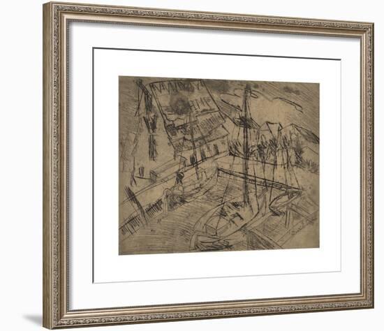 Harbor at Burgstaaken-Ernst Ludwig Kirchner-Framed Premium Giclee Print