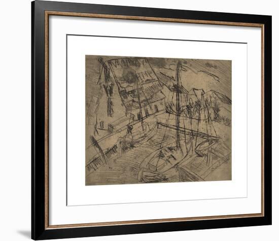 Harbor at Burgstaaken-Ernst Ludwig Kirchner-Framed Premium Giclee Print