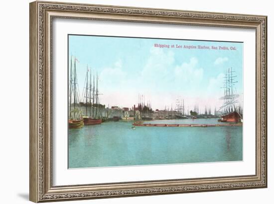 Harbor at San Pedro, California-null-Framed Art Print