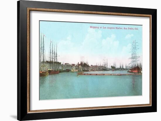 Harbor at San Pedro, California-null-Framed Art Print