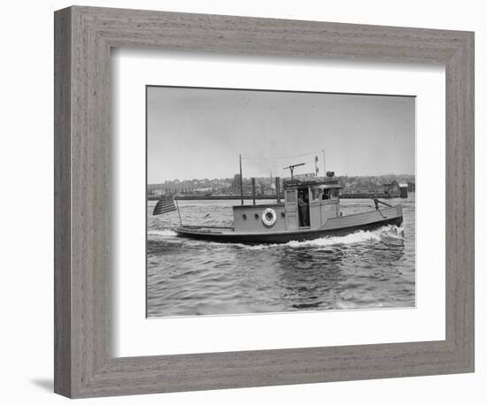 Harbor Patrol Boat Photograph - Seattle, WA-Lantern Press-Framed Art Print