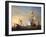 Harbor Scene: an English Ship with Sails Loosened Firing a Gun-Peter Monamy-Framed Giclee Print