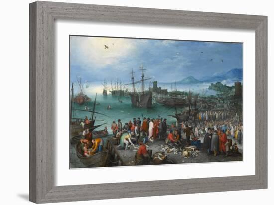 Harbor Scene with St. Paul's Departure from Caesarea, 1596-Jan the Elder Brueghel-Framed Giclee Print