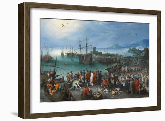 Harbor Scene with St. Paul's Departure from Caesarea, 1596-Jan the Elder Brueghel-Framed Giclee Print