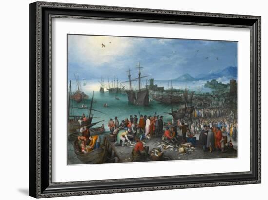 Harbor Scene with St. Paul's Departure from Caesarea, 1596-Jan the Elder Brueghel-Framed Giclee Print