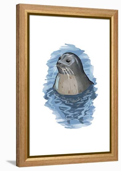 Harbor Seal - Icon-Lantern Press-Framed Stretched Canvas