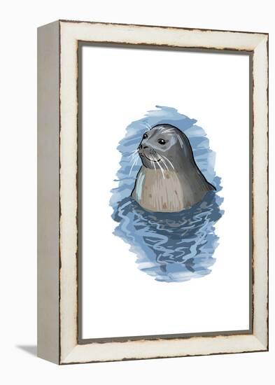 Harbor Seal - Icon-Lantern Press-Framed Stretched Canvas