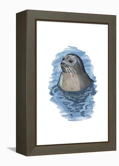 Harbor Seal - Icon-Lantern Press-Framed Stretched Canvas