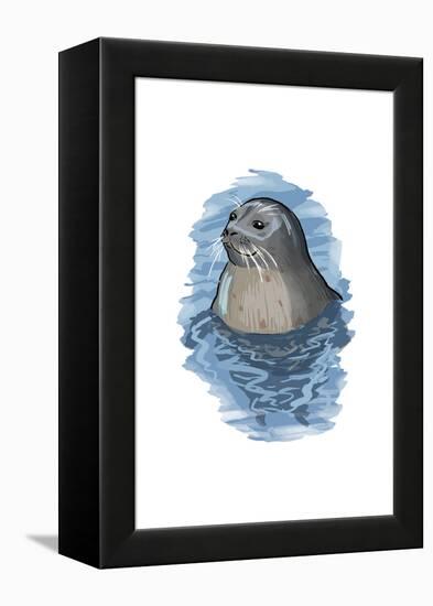 Harbor Seal - Icon-Lantern Press-Framed Stretched Canvas