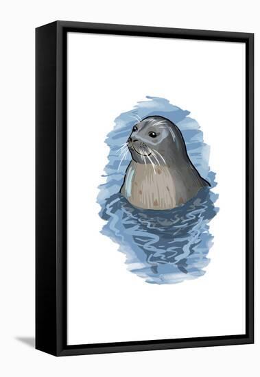 Harbor Seal - Icon-Lantern Press-Framed Stretched Canvas