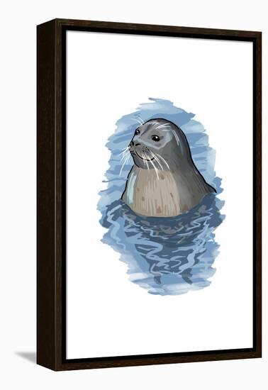 Harbor Seal - Icon-Lantern Press-Framed Stretched Canvas