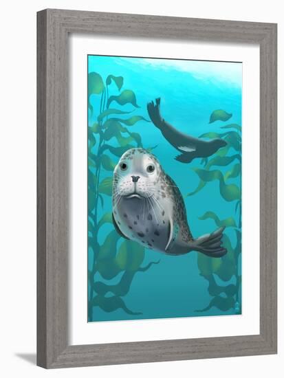 Harbor Seals-Lantern Press-Framed Art Print