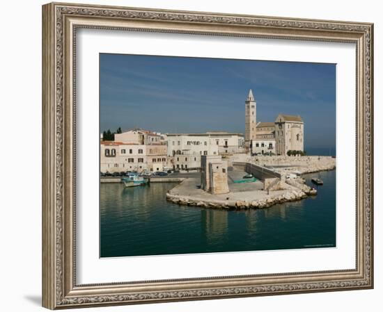 Harbor View of 13th Century Romanesque Duomo, Trani, Puglia, Italy-Walter Bibikow-Framed Photographic Print