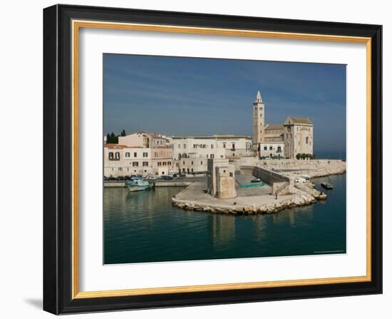 Harbor View of 13th Century Romanesque Duomo, Trani, Puglia, Italy-Walter Bibikow-Framed Photographic Print