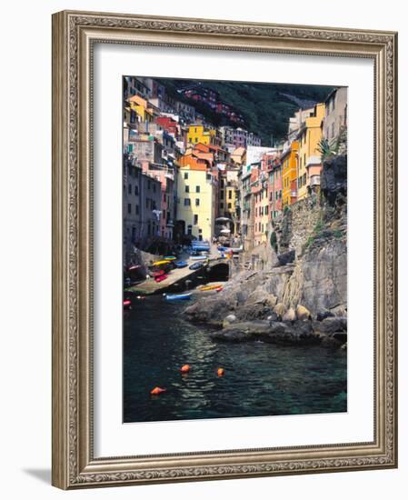 Harbor View of Hillside Town of Riomaggiore, Cinque Terre, Italy-Julie Eggers-Framed Photographic Print