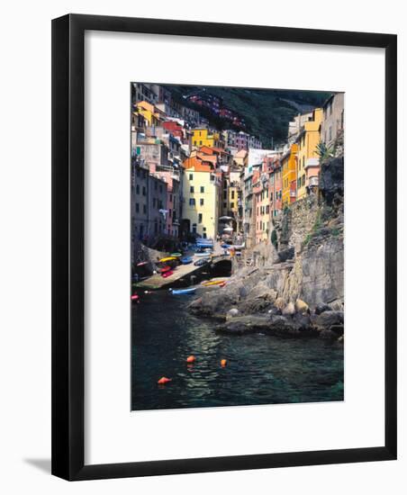 Harbor View of Hillside Town of Riomaggiore, Cinque Terre, Italy-Julie Eggers-Framed Photographic Print