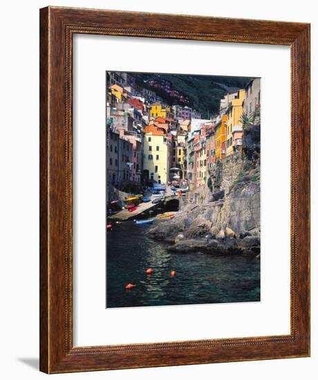 Harbor View of Hillside Town of Riomaggiore, Cinque Terre, Italy-Julie Eggers-Framed Photographic Print
