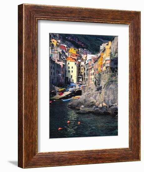 Harbor View of Hillside Town of Riomaggiore, Cinque Terre, Italy-Julie Eggers-Framed Photographic Print