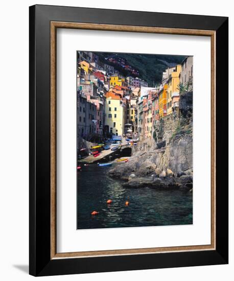 Harbor View of Hillside Town of Riomaggiore, Cinque Terre, Italy-Julie Eggers-Framed Photographic Print