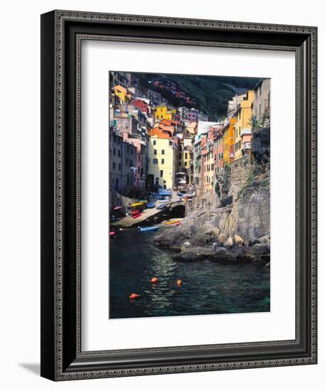 Harbor View of Hillside Town of Riomaggiore, Cinque Terre, Italy-Julie Eggers-Framed Photographic Print