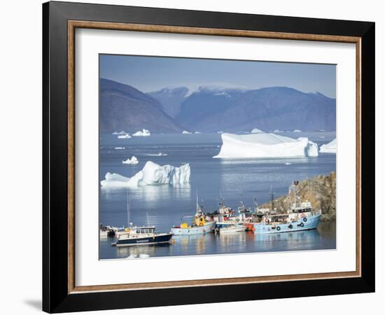 Harbor with typical fishing boats. Small town of Uummannaq in northwest Greenland, Denmark-Martin Zwick-Framed Photographic Print