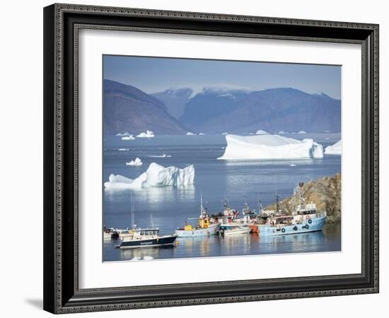 Harbor with typical fishing boats. Small town of Uummannaq in northwest Greenland, Denmark-Martin Zwick-Framed Photographic Print