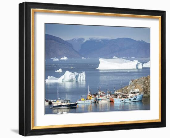 Harbor with typical fishing boats. Small town of Uummannaq in northwest Greenland, Denmark-Martin Zwick-Framed Photographic Print