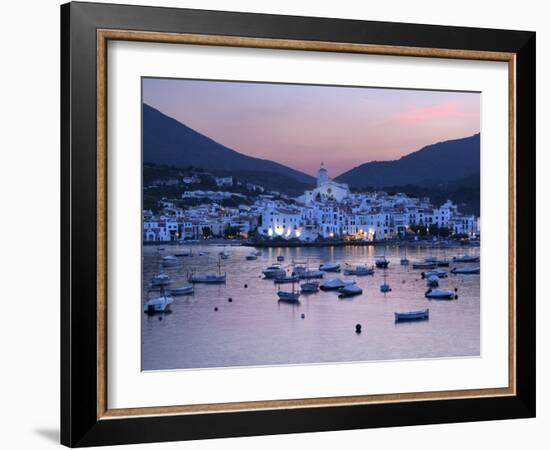 Harbour at Dusk, Cadaques, Costa Brava, Catalonia, Spain, Mediterranean, Europe-Stuart Black-Framed Photographic Print