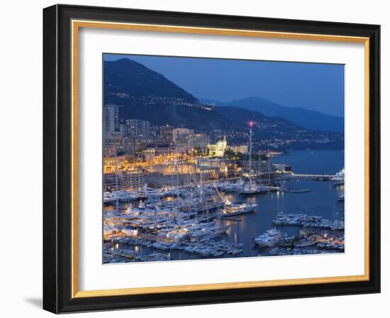 Harbour at Dusk, Monte Carlo, Monaco-Peter Adams-Framed Photographic Print