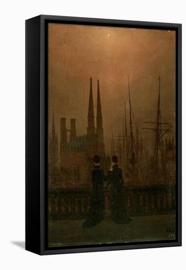 Harbour at Night (Sister), 1818-1820-Caspar David Friedrich-Framed Premier Image Canvas