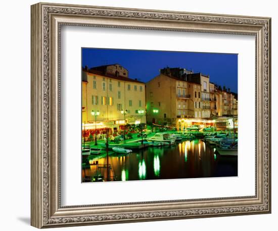 Harbour at Night with Buildings Along Quais Frederic Mistral and Jean Jaures, St. Tropez, France-Barbara Van Zanten-Framed Photographic Print