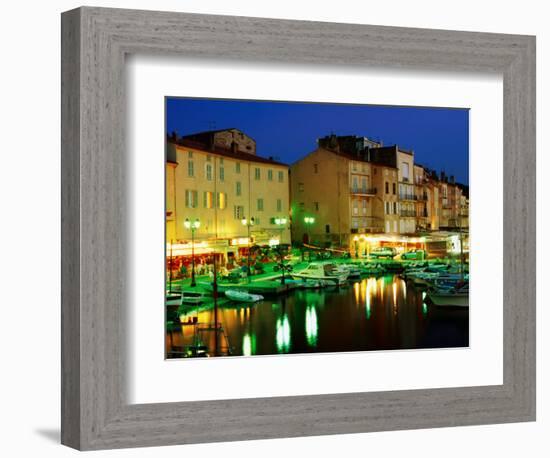 Harbour at Night with Buildings Along Quais Frederic Mistral and Jean Jaures, St. Tropez, France-Barbara Van Zanten-Framed Photographic Print