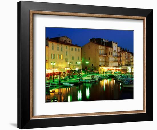 Harbour at Night with Buildings Along Quais Frederic Mistral and Jean Jaures, St. Tropez, France-Barbara Van Zanten-Framed Photographic Print