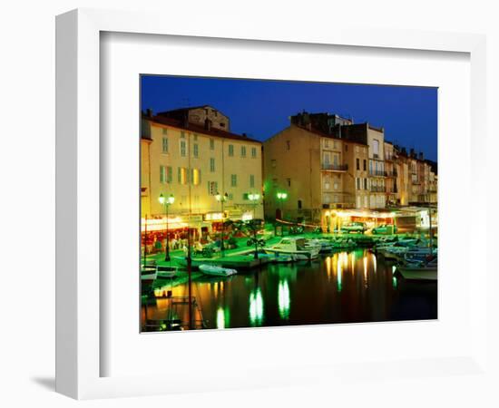 Harbour at Night with Buildings Along Quais Frederic Mistral and Jean Jaures, St. Tropez, France-Barbara Van Zanten-Framed Photographic Print